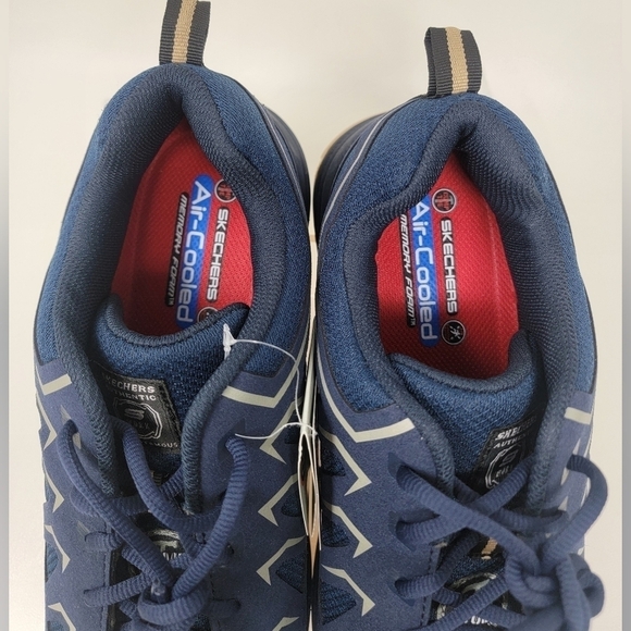 Skechers Malad II Composite Toe Work Shoes Navy/Tan 200127 Men\'s Size 11 New
